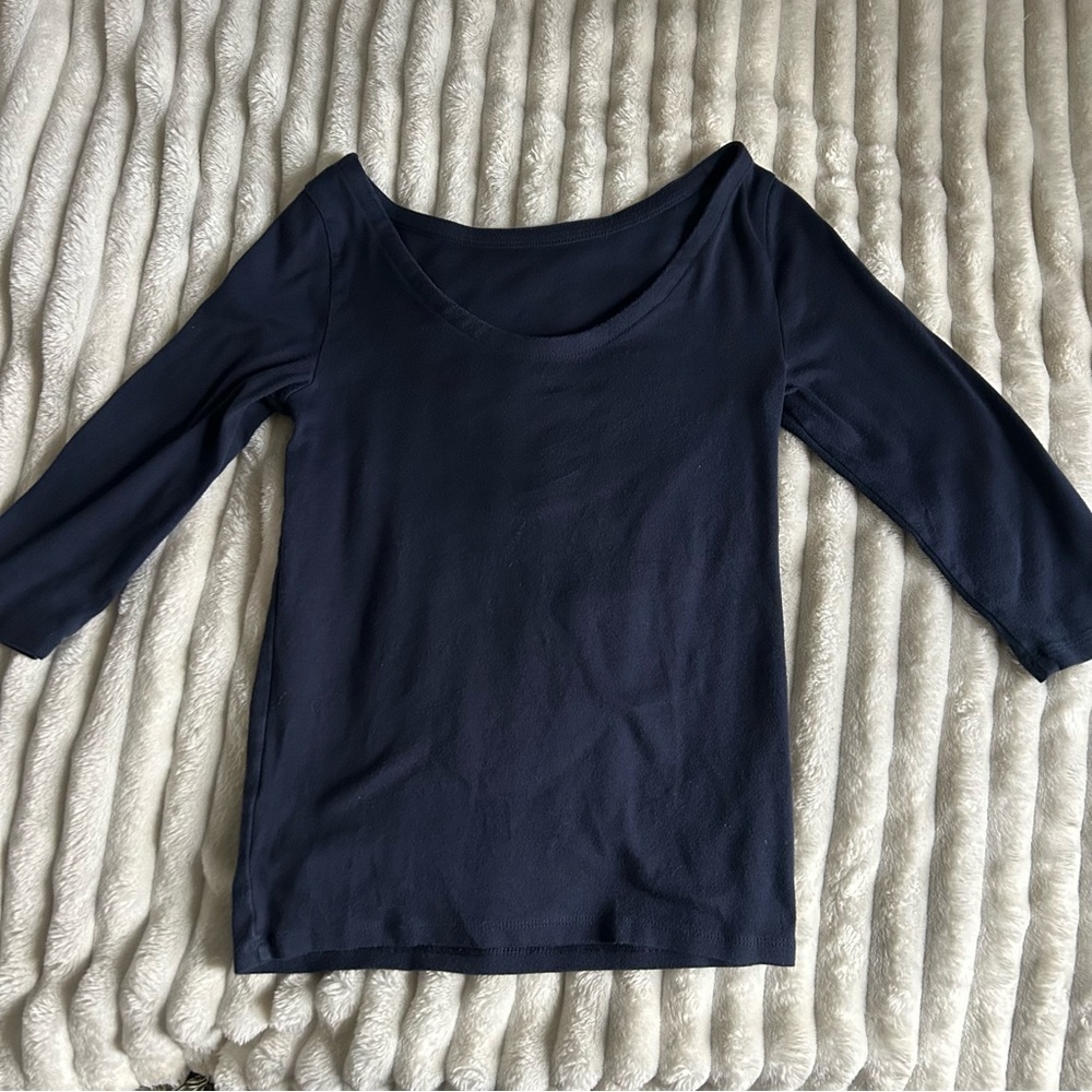 GAP Womens 3/4 Sleeve Navy Blue Shirt - Picture 7 of 8
